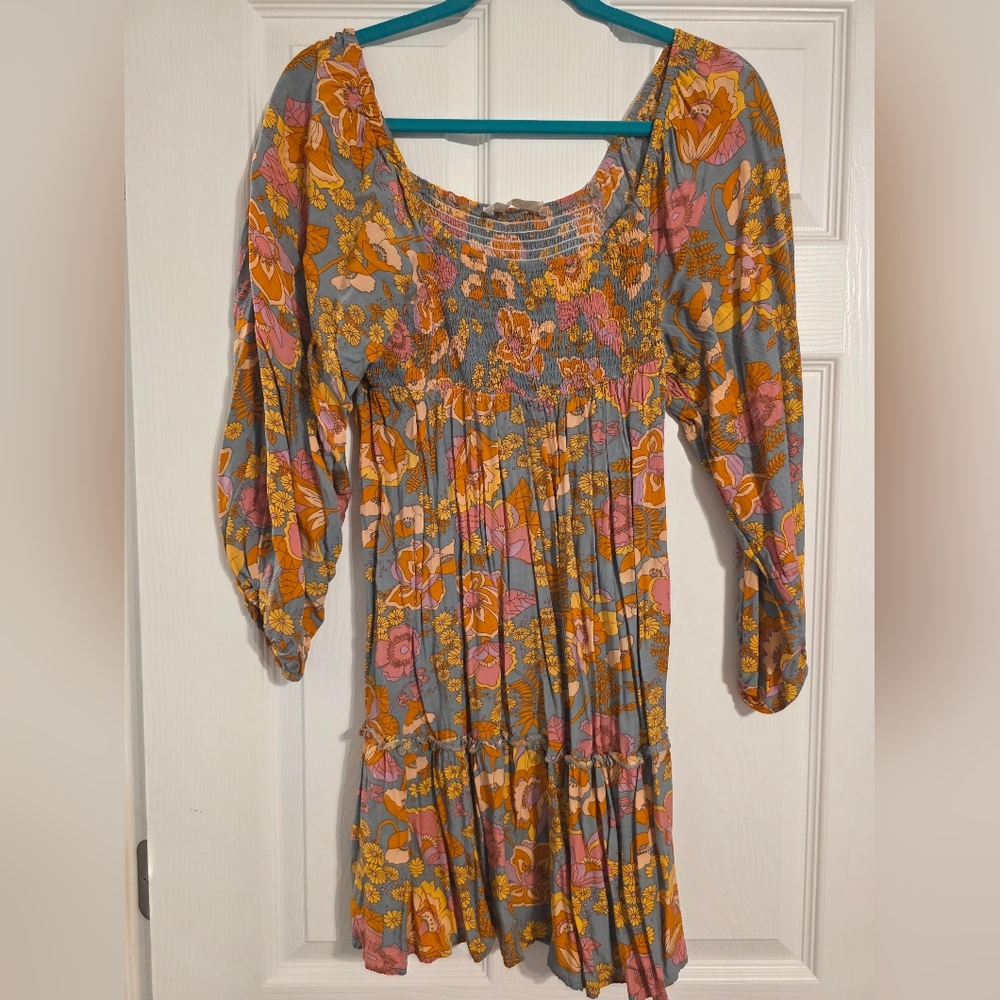 Impressions Multicolor Floral Long Sleeve Dress